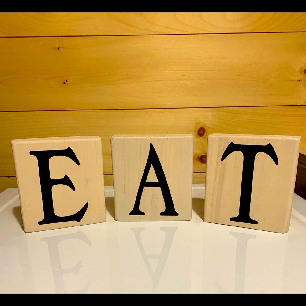 Handcrafted wood block signs